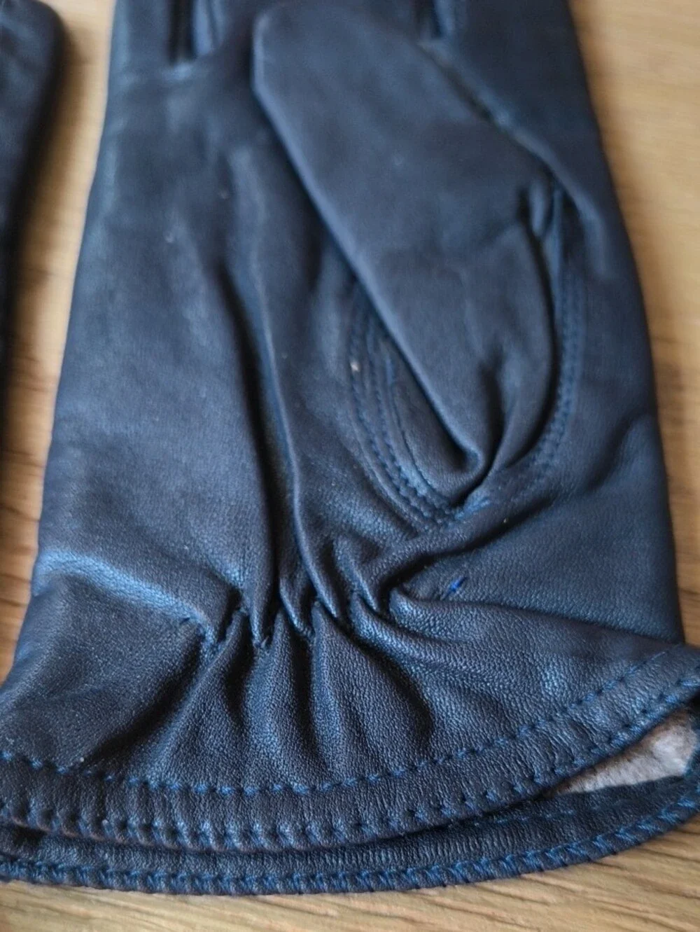 Gates Navy Blue Genuine Leather Gloves Womens Small S Acrylic Knit Lined 8